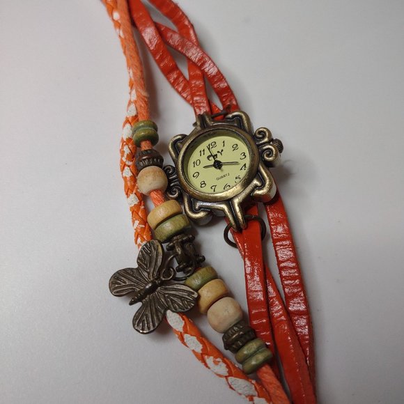 Cute Multi Strand Watch Bracelet With Butterfly Charm - Picture 1 of 12